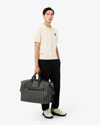 French Made Badge Accent Polo Collar Sweater