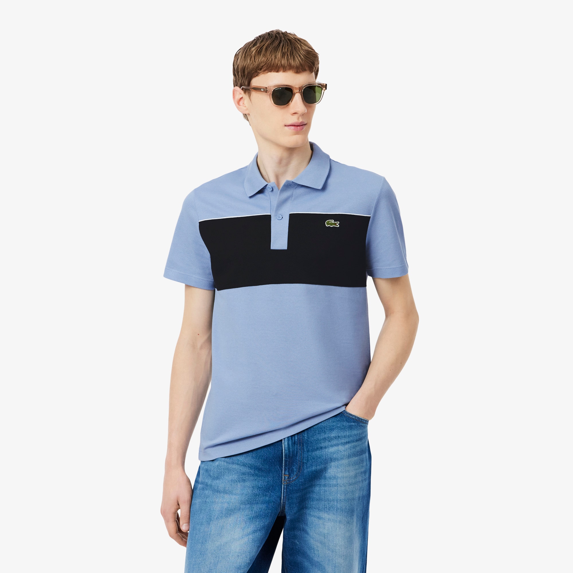 Regular Fit Colour-Block Piqué Polo Shirt - Men's Short Sleeves