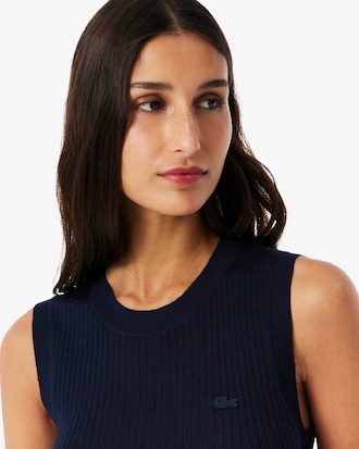 Merino Wool 3D Knit Sleeveless Sweater