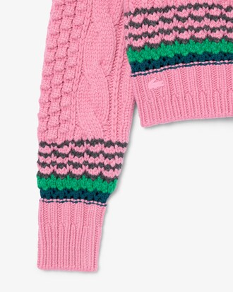 Runway Striped Textured Wool Sweater