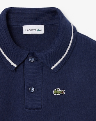 Cotton and Wool Blend Long Sleeved Polo Shirt