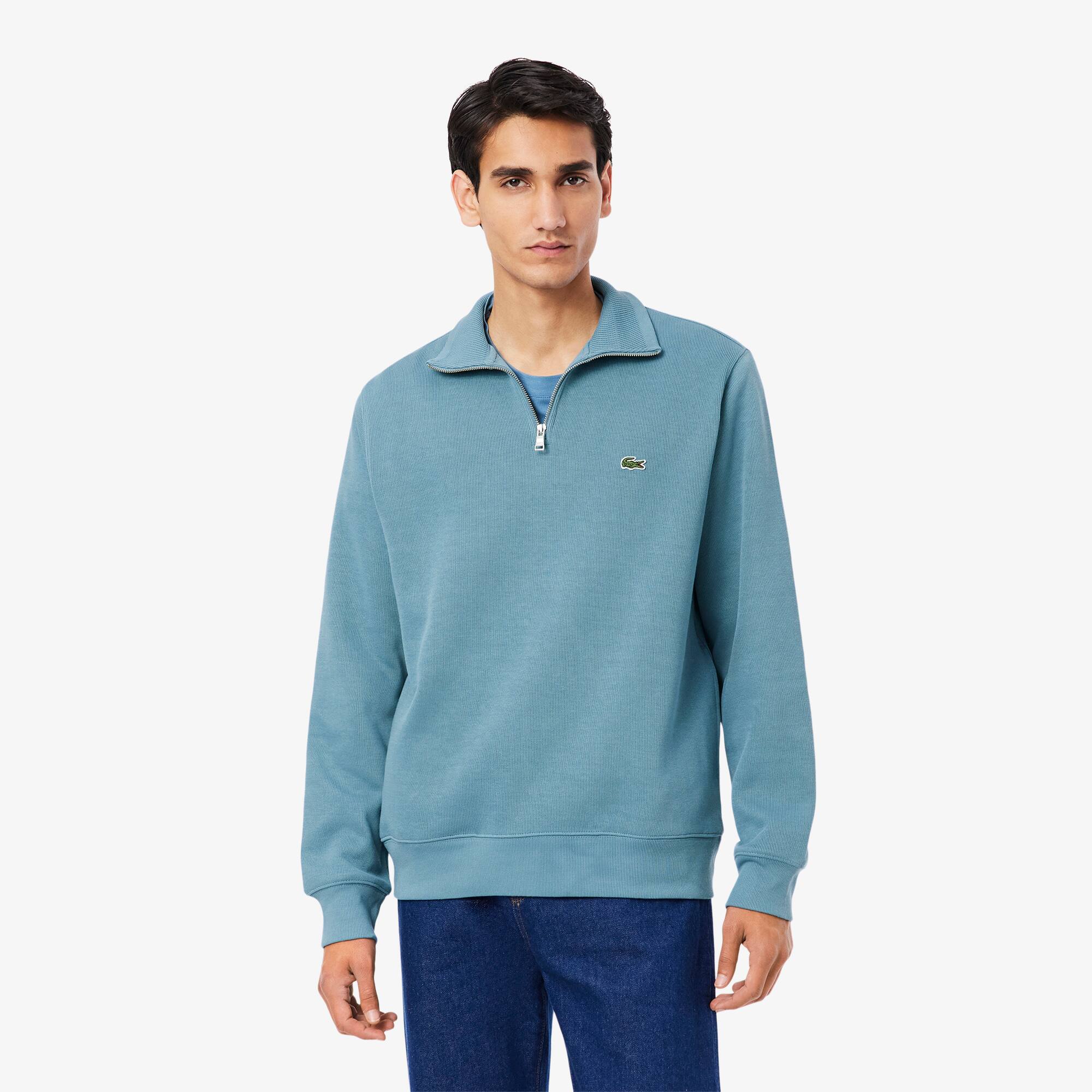 Zip-Up High Neck Interlock Sweatshirt - Men's Sweatshirts - New In
