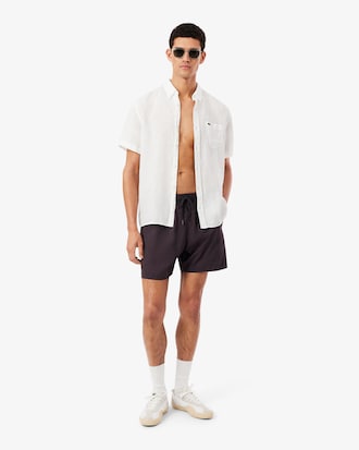 Mid Length Monochrome Swim Trunks