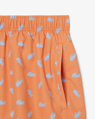 Mid Length Crocodile Print Swim Trunks