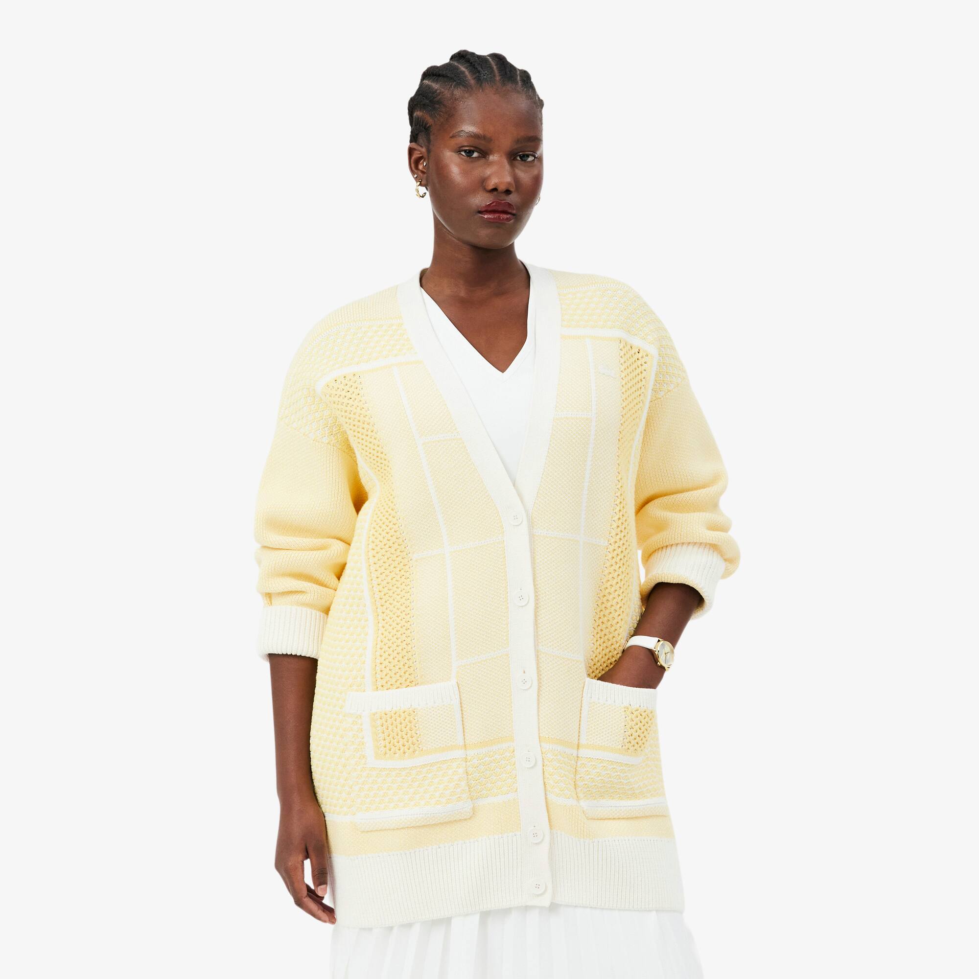 Tennis Court Jacquard Long Cardigan - Women's Knitwear - New In