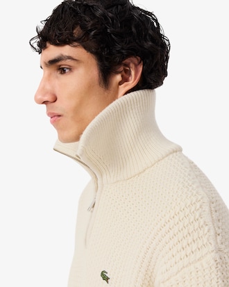 High Neck Half Zipper Heavy Wool Sweater