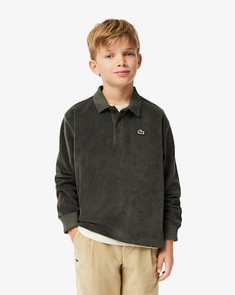 Long Sleeved Velour Polo Shirt