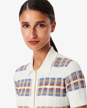 Ribbed Knit Polo Collar Dress