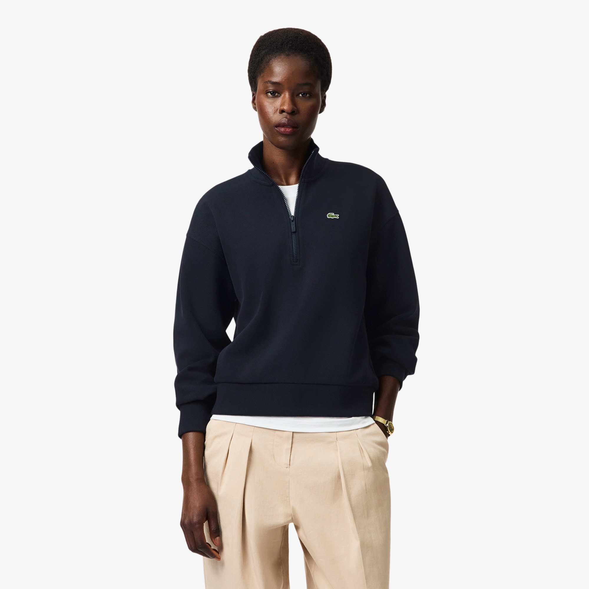 High Neck Zipped Piqué Sweatshirt - undefined - New In 2026 | Lacoste