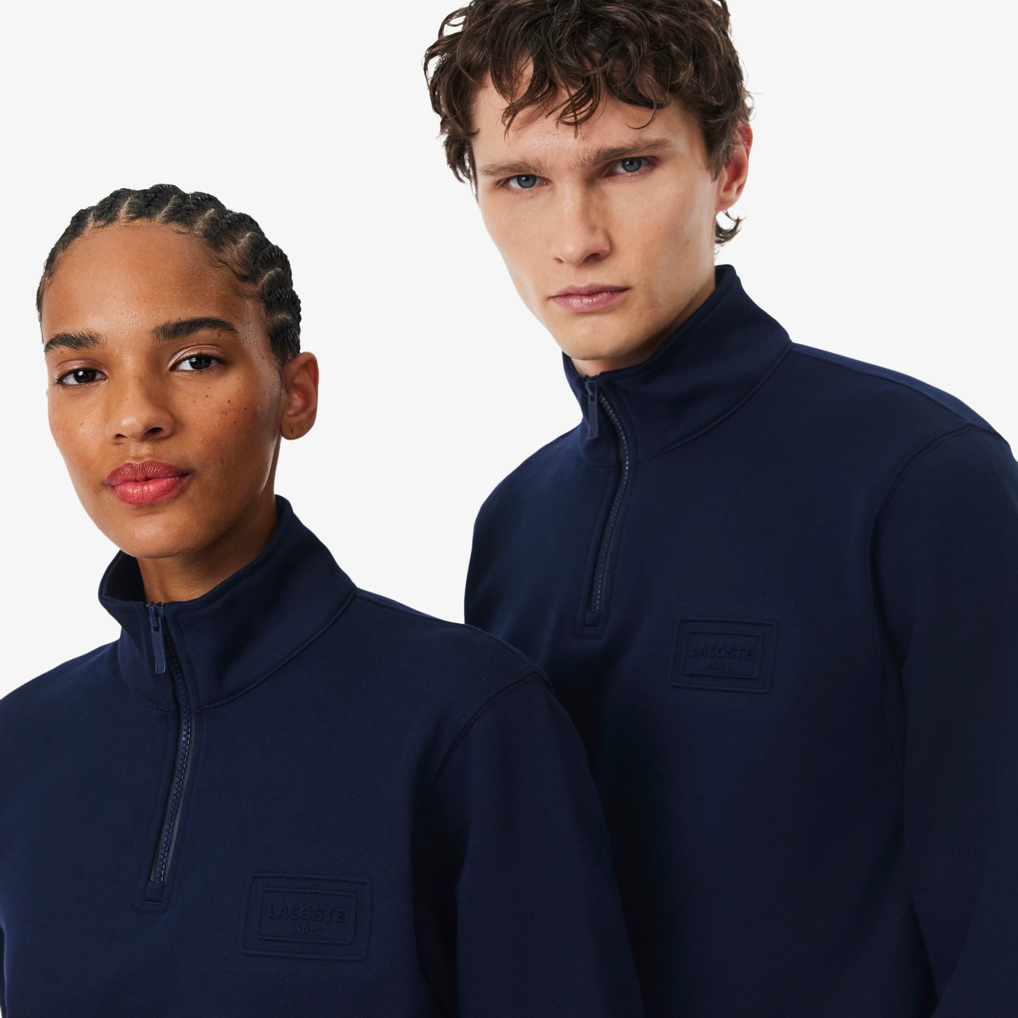 High Neck Embossed Zipped Sweatshirt - Men's Sweatshirts - New In