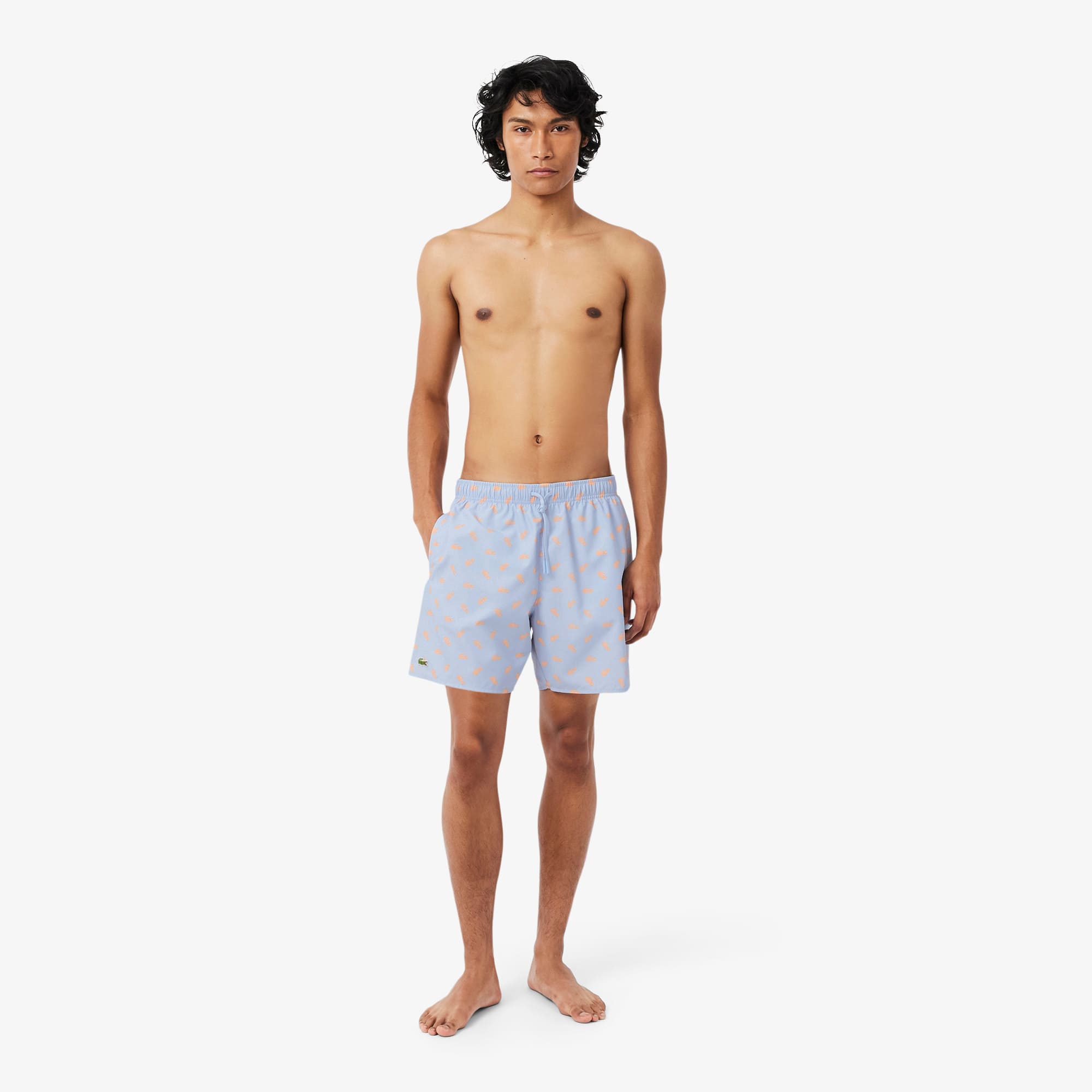 Mid Length Crocodile Print Swim Trunks - Men's Swimwear - New In