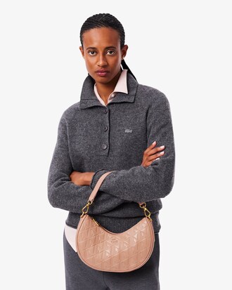 Maheki Embossed Leather Half Moon Purse