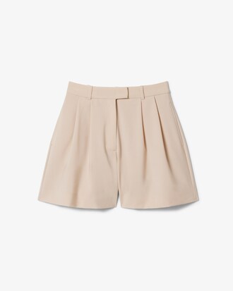 Oversized Wool Blend Pleated Bermuda Shorts