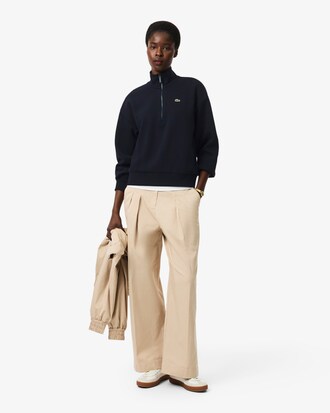 High Neck Zipped Piqu&eacute; Sweatshirt