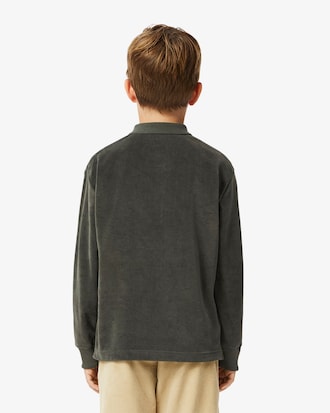 Long Sleeved Velour Polo Shirt