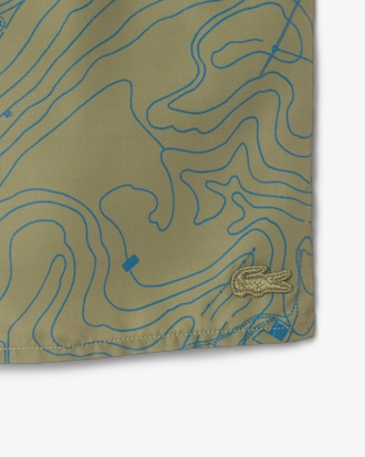 Mid Length Print Swim Trunks