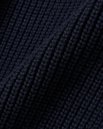 Badge Accent Pearl Rib Polo Collar Sweater