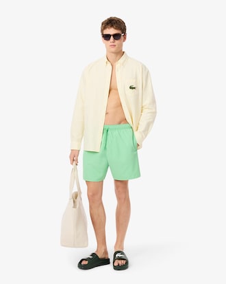Mid Length Monochrome Swim Trunks