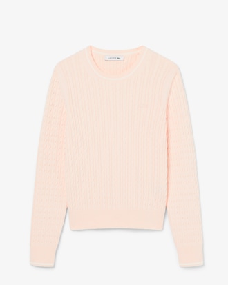 Stripe Accent Cable Knit Sweater