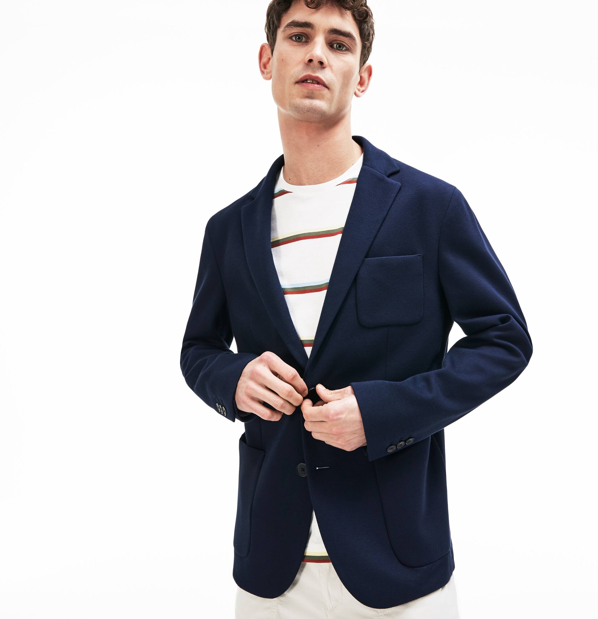 Lacoste Men's Stretch Cotton Jersey Piqué Blazer. 1 Lacoste Men's Stretch Cotton Jersey Piqué Blazer. 1