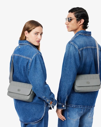 Monogram Leather Flap Close Satchel