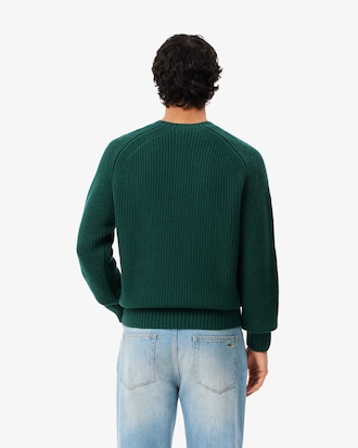 Thick Carded Wool Crew Neck Sweater