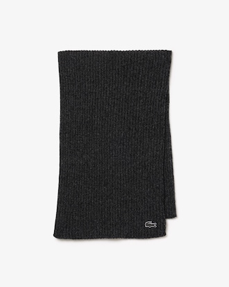 Mercerized Carded Wool Rib Knit Scarf