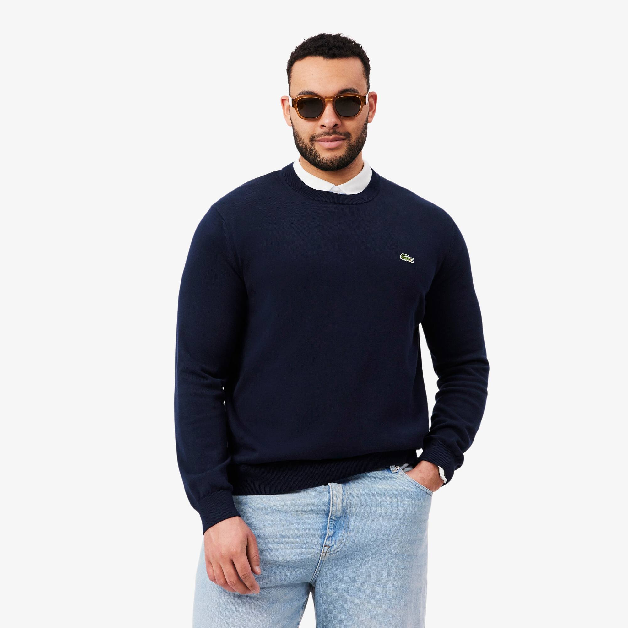 Monochrome Crew Neck Cotton Sweater - Men's Knitwear - New In 2026