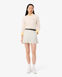 Short Pleated Wool Blend Skirt