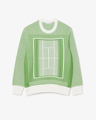 Tennis Court Graphic Jacquard Sweater