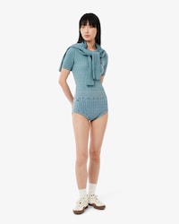 Short Cable Knit Washed Effect Shorts