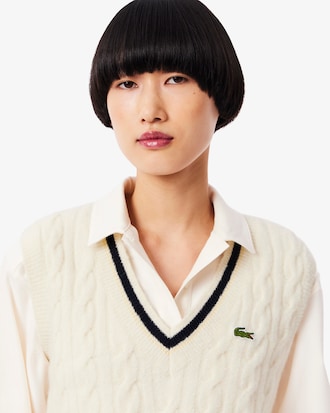 Cable Knit Wool Sweater Vest