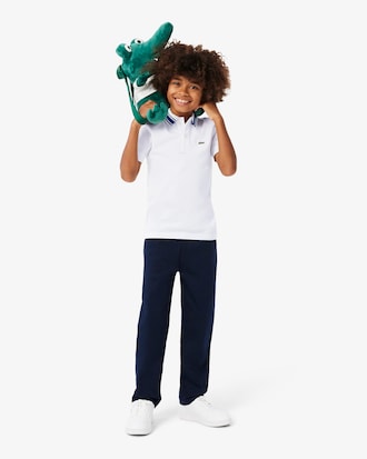 Stripe Collar Petit Piqu&eacute; Polo Shirt
