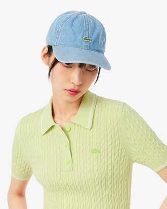 Striped Cable Knit Polo Collar Sweater