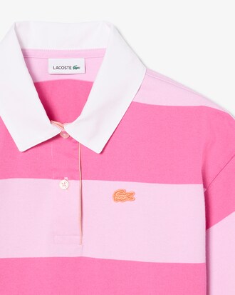 Oversized Striped Cotton Rugby Polo Shirt