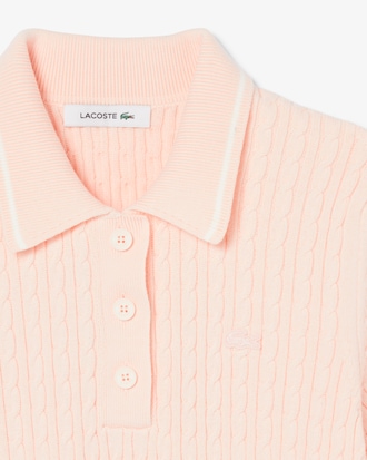 Striped Cable Knit Polo Collar Sweater