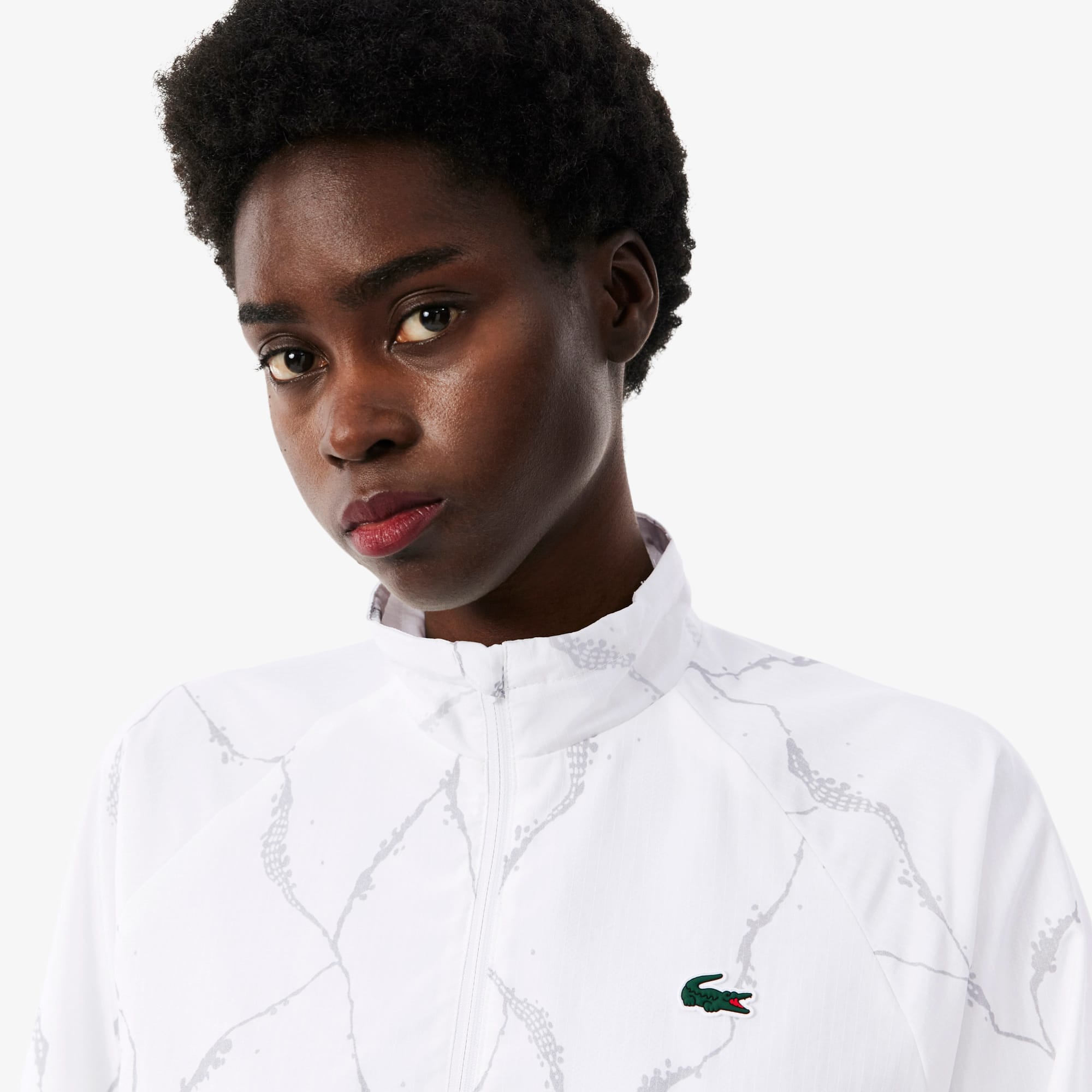 Reflective Crocodile Print Tennis Jacket - Women's Jackets & Coats