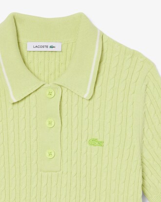 Striped Cable Knit Polo Collar Sweater