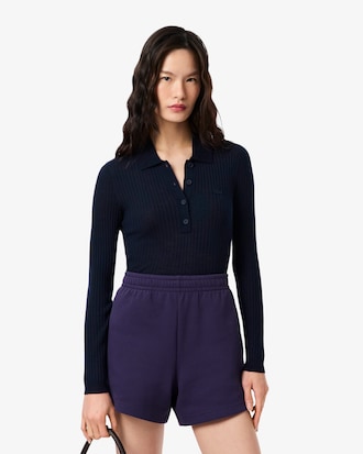 3D Knit Merino Wool Polo Collar Sweater