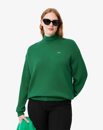 Relaxed Fit Carded Wool High Neck Sweater