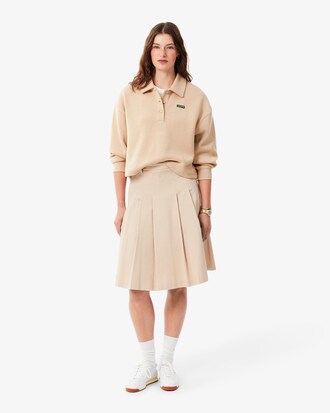Oversized Ribbed Polo Collar Sweatshirt