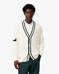 Badge Accent Wool Blend Golf Cardigan