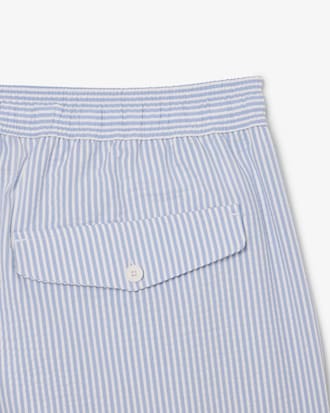 Mid Length Striped Textured Swim Trunks