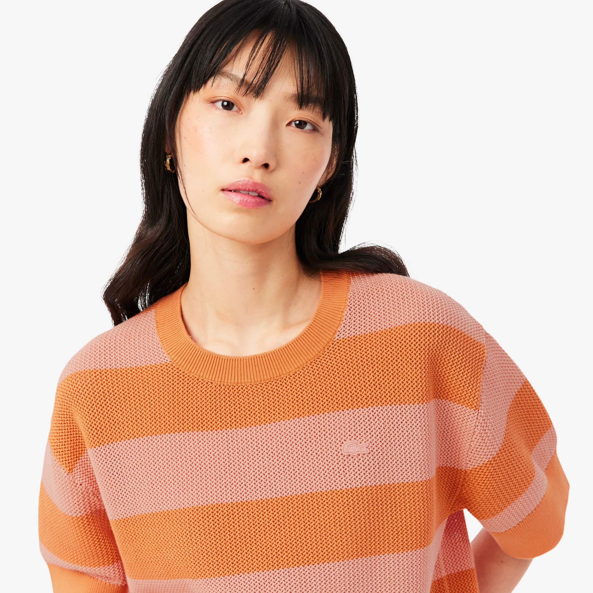 Striped Mesh Knit T-shirt - Women's Knitwear - New In 2026 | Lacoste