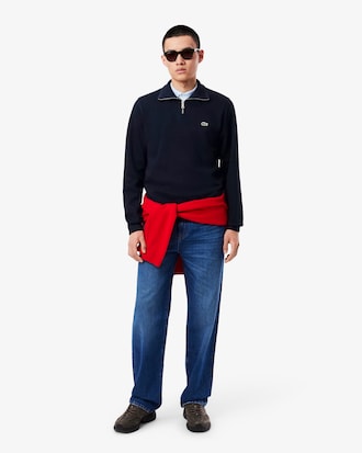 Zip-Up High Neck Interlock Sweatshirt