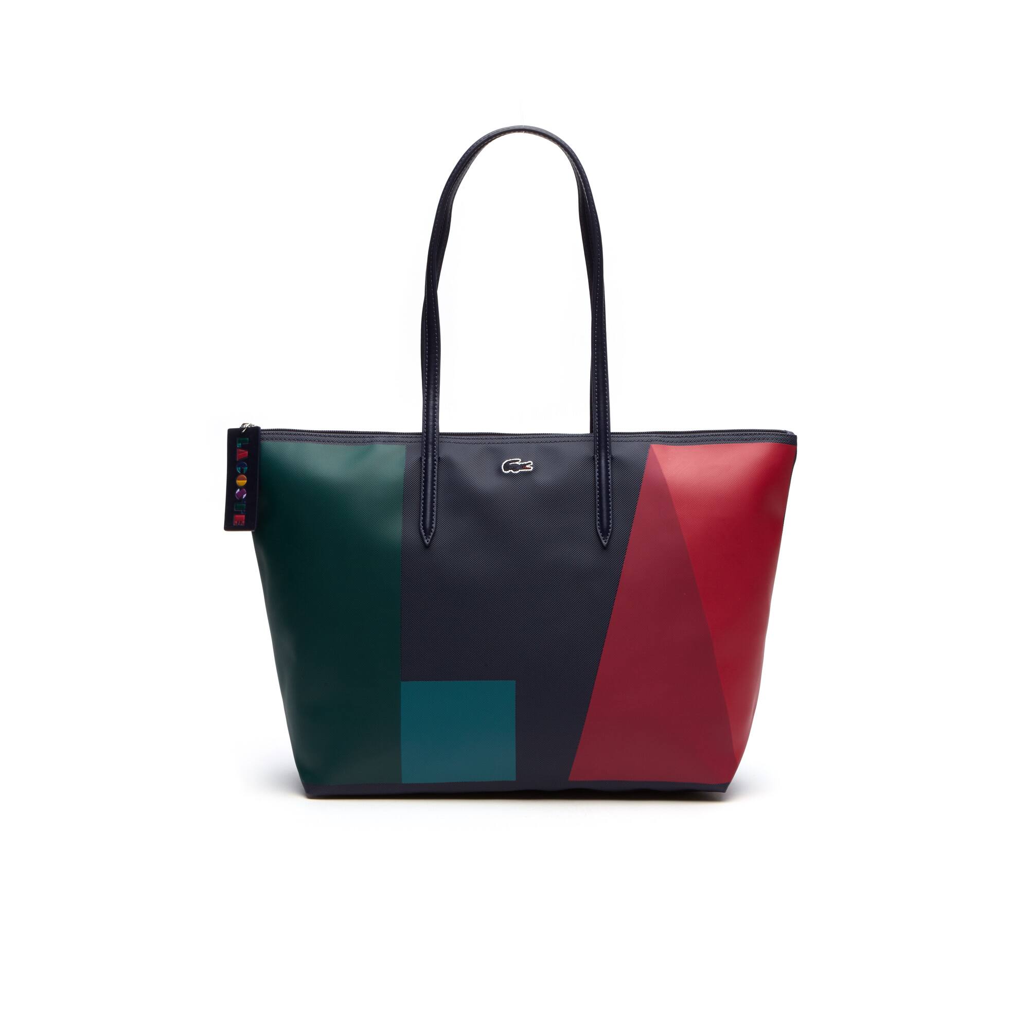 Bags Handbags Collection Women S Leather Goods Lacoste Women S L 12 Concept Colorblock Pe Piqué Large Zip Tote