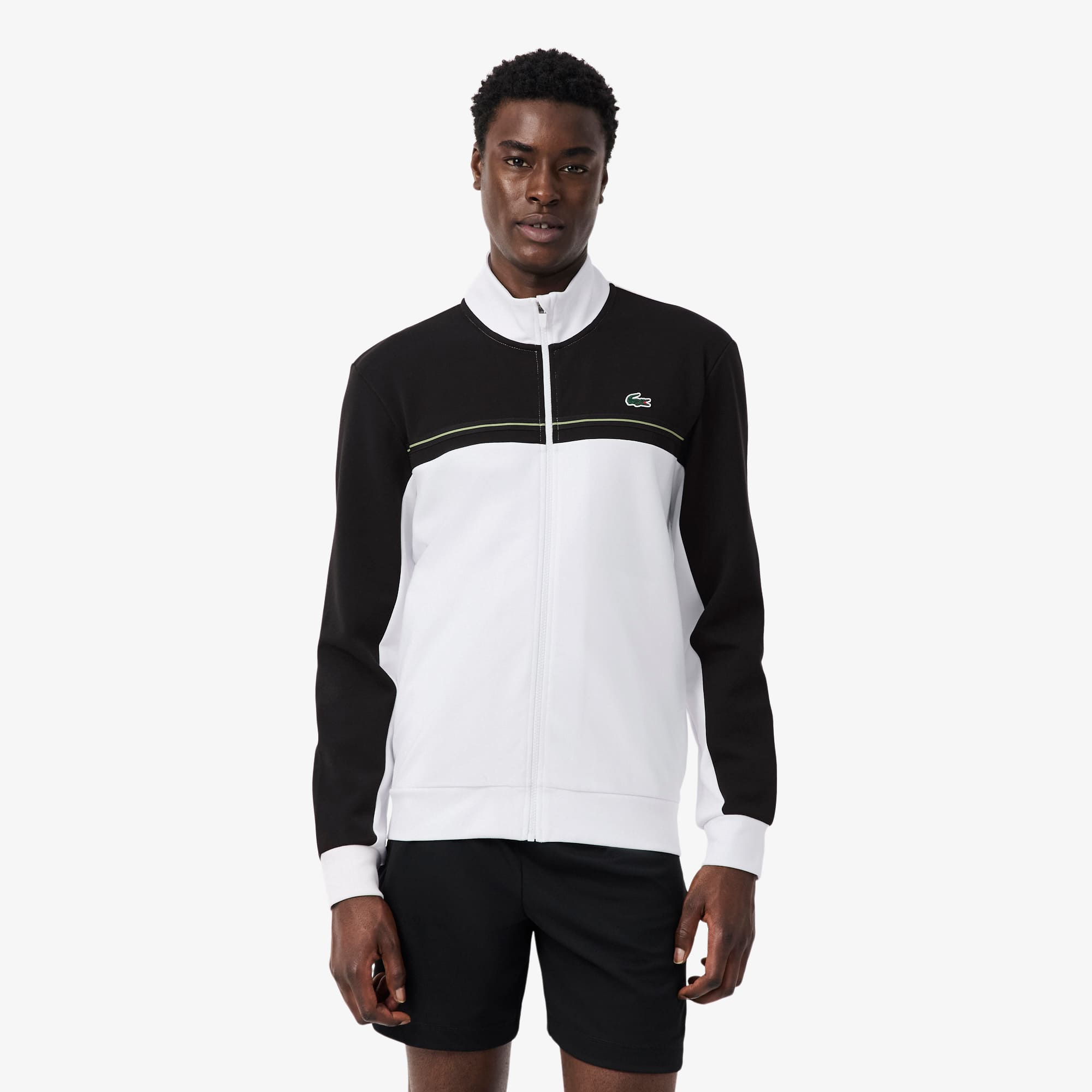 LACOSTE スタジャン　 リバーシブル　ブラック/ホワイト Sport Zipped Colour-Block Sweatshirt - Men's Sweatshirts - New In