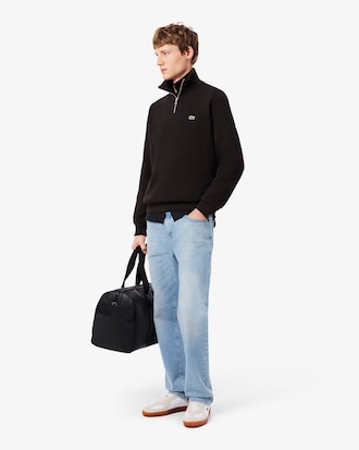 Zip-Up High Neck Interlock Sweatshirt