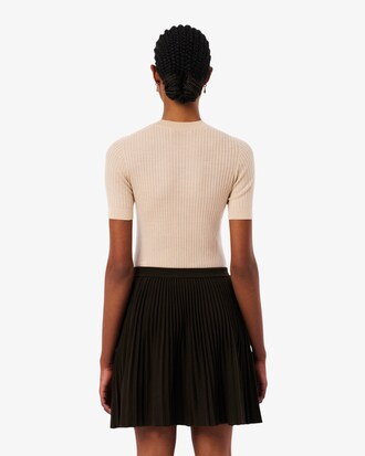 Short Sleeved Merino Wool Rib Knit Sweater