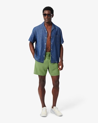 Mid Length Monochrome Swim Trunks